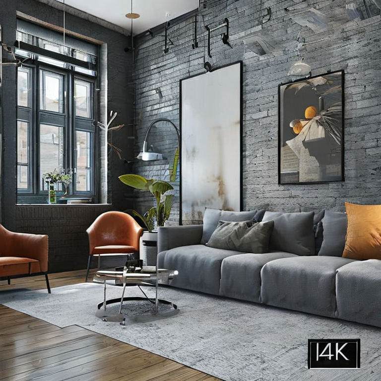 Industrial style room with curated furniture selection options