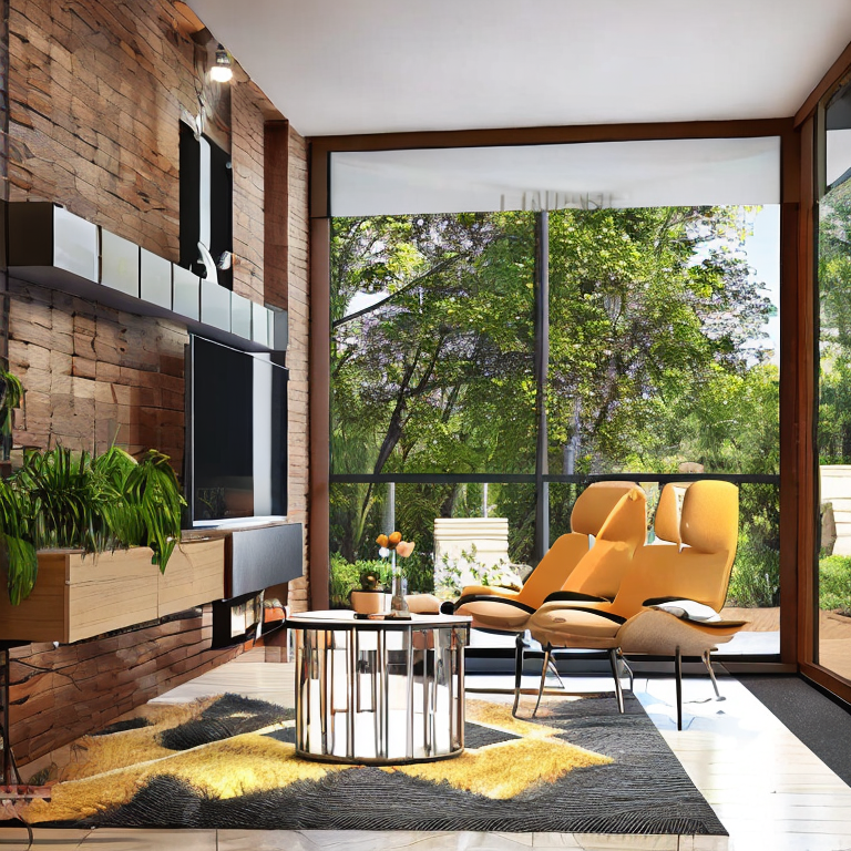 Mid-century modern interior design style with customizable elements